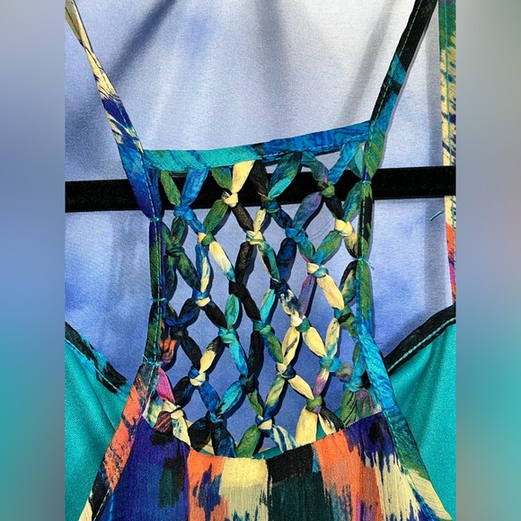 Bisou Bisou By Michele Bohbot Colorful Summer Dress Size 8 - Picture 4 of 6